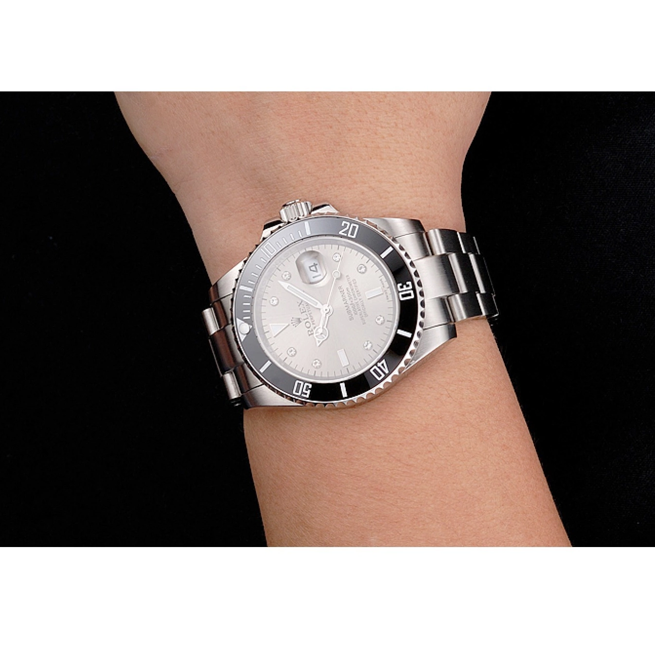 Rolex copies cheap Bezel And Case Submariner Silver Bracelet Stainless Diamond Markings Steel Swiss Rolex Black Dial 0516